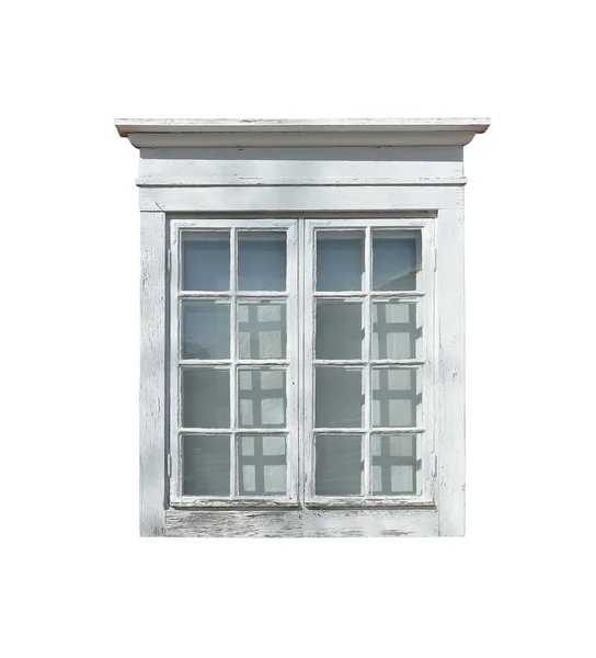 Old Wooden Window Isolated White Background — Stock Photo, Image