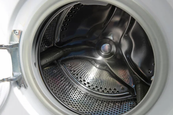 Empty Metal Drum Washing Machine Closeup — Stock Photo, Image
