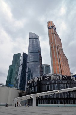 Moskova, Rusya - 5 Mayıs 2021: Gökdelenler iş merkezi Moskova.