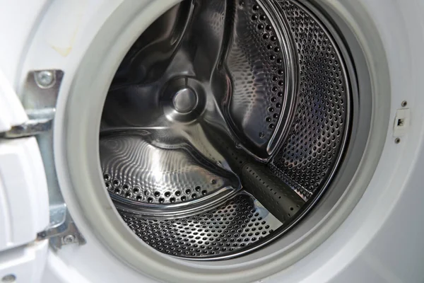 Empty Metal Drum Washing Machine Closeup — Stock Photo, Image