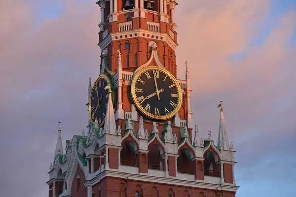 Russia Moscow Spasskaya Tower Moscow Kremlin Closeup — Stock Photo, Image