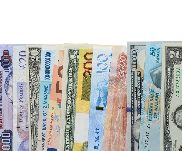 Contexte Papier Monnaie Des Différents Pays Gros Plan — Photo