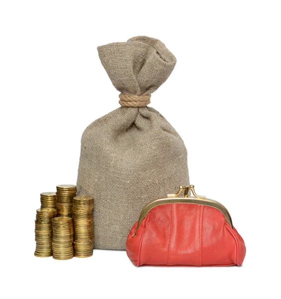 Bag, coin and purse. — Stock Photo, Image