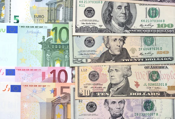 Background from dollars and euro. — Stock Photo, Image