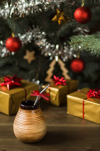 Yerba Mate Christmas Photo Yerba Mate Drink Christmas Decoration — Stock Photo, Image