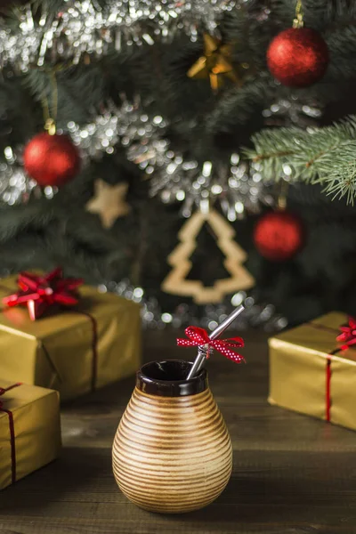 Yerba Mate Christmas Photo Yerba Mate Drink Christmas Decoration — Stock Photo, Image