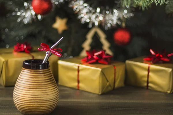 Yerba Mate Christmas Photo Yerba Mate Drink Christmas Decoration — Stock Photo, Image