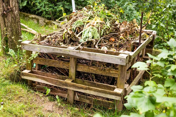 Compostor Paletes Para Resíduos Cozinha Jardim — Fotografia de Stock