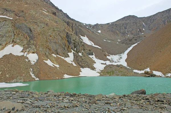 Montaña Altai Lago Azul Entre Montañas Glaciar Aktru — Foto de Stock