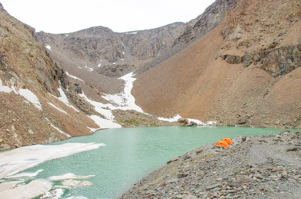 Montagna Altai Lago Blu Tra Montagne Ghiacciaio Aktru — Foto Stock
