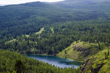 Göl manzara dağlarda