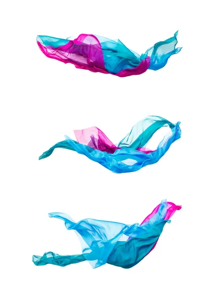 Set of multicolored fabric in motion — Stock Photo, Image