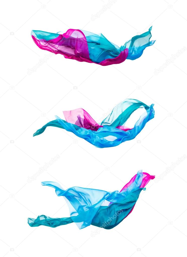 set of multicolored fabric in motion