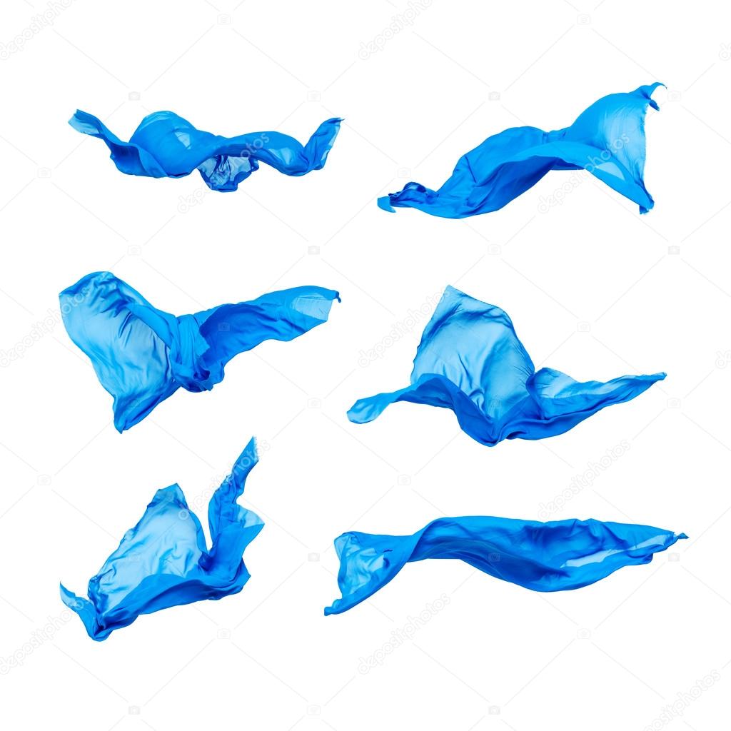set of blue fabric in motion