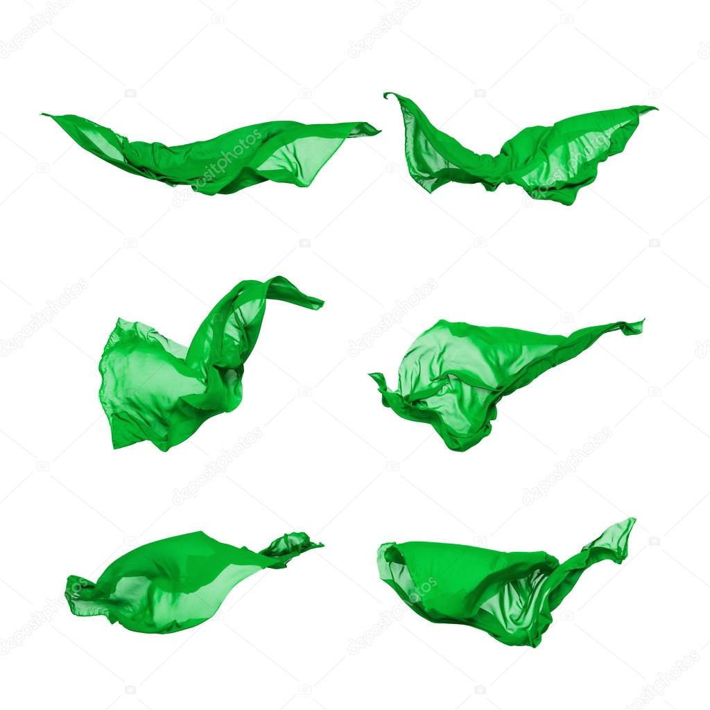 set of green fabric in motion