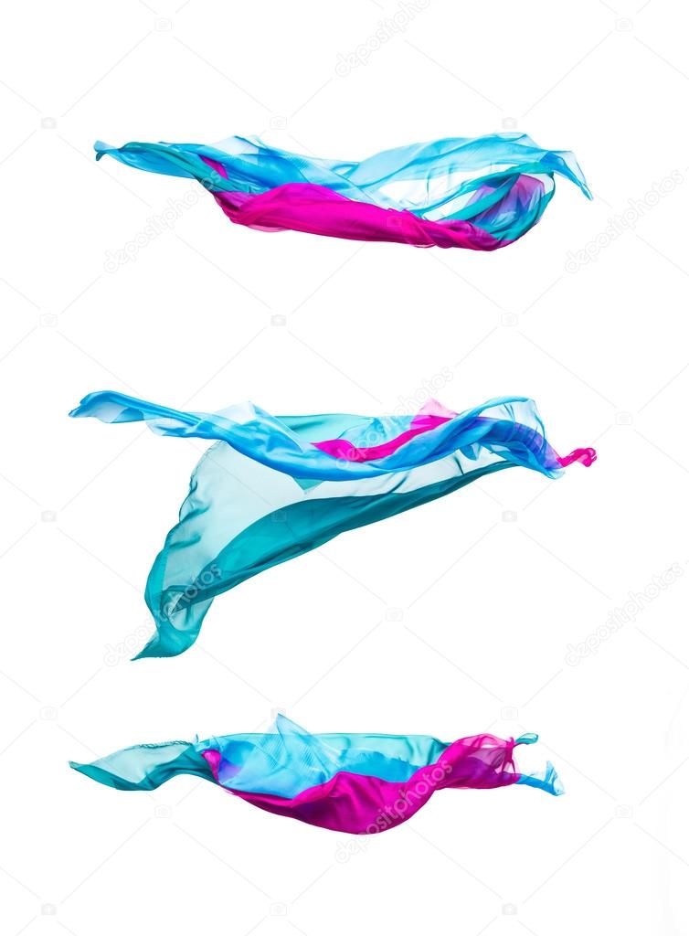 set of multicolored fabric in motion