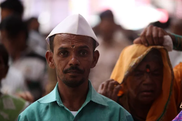 Homem Tradicional Que Peregrino Estado Maharashtra Índia — Fotografia de Stock