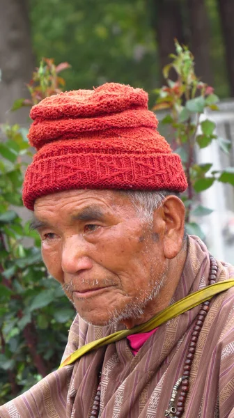 Портрет Пожилого Бутанца Выражениями Лице — стоковое фото