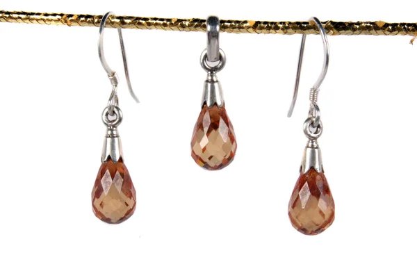 Jewelery set of earrings and pendant — Stock Photo, Image