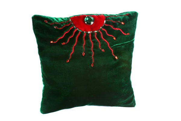 Роскошная зеленая подушка — стоковое фото