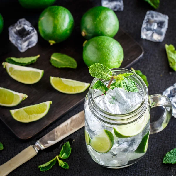 Boire avec de la chaux, menthe et glace — Photo