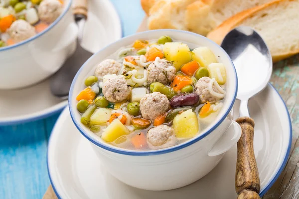 Meatball soup with vegetables — Stock Photo, Image