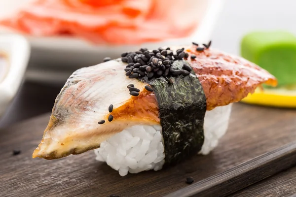 Nigiri sushi with smoked eel — Stock Photo, Image