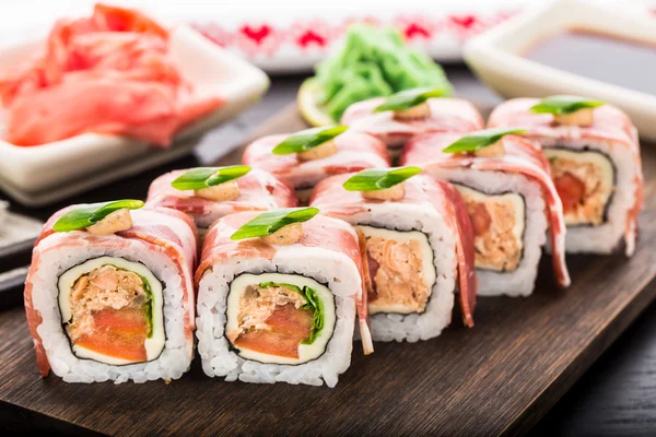 Sushi roll with bacon — Stock Photo, Image