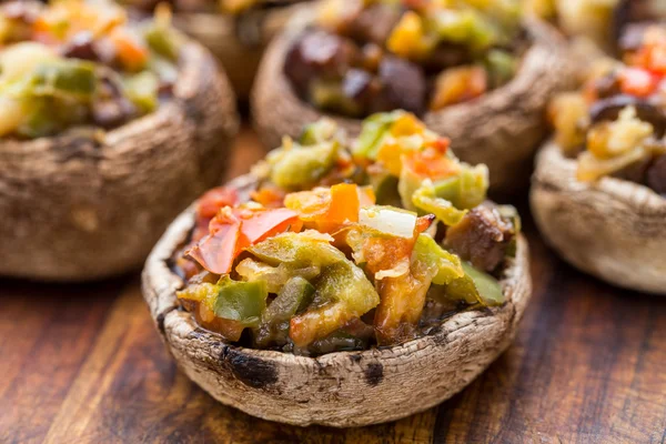 Portobello mushrooms stuffed with vegetables — Stock Photo, Image