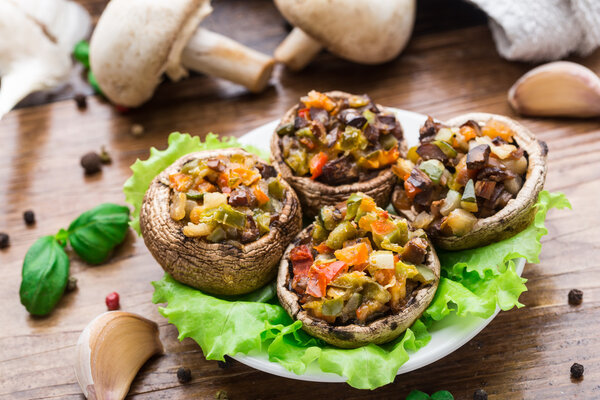 Portobello mushrooms stuffed with vegetables