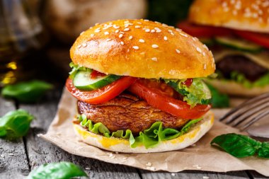Izgara champignon vejetaryen burger 