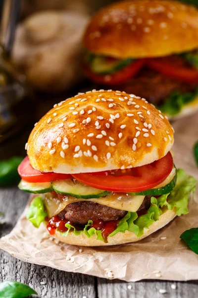 Hambúrguer de carne — Fotografia de Stock