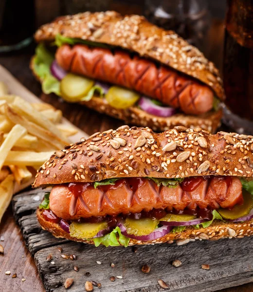 Barbecue grilled hot dog — Stock Photo, Image