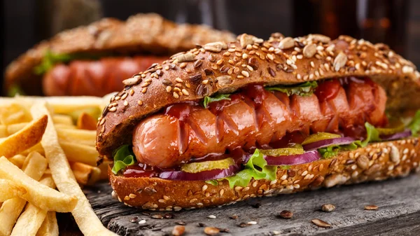 Barbecue grilled hot dog — Stock Photo, Image