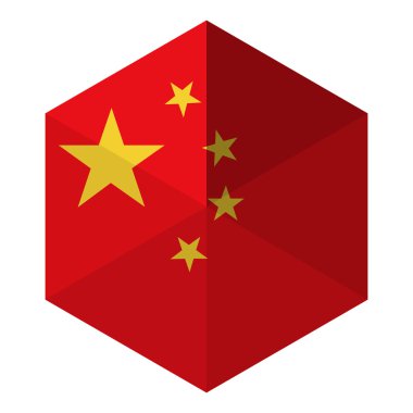 Çin bayrağı altıgen düz simgesi düğmesini