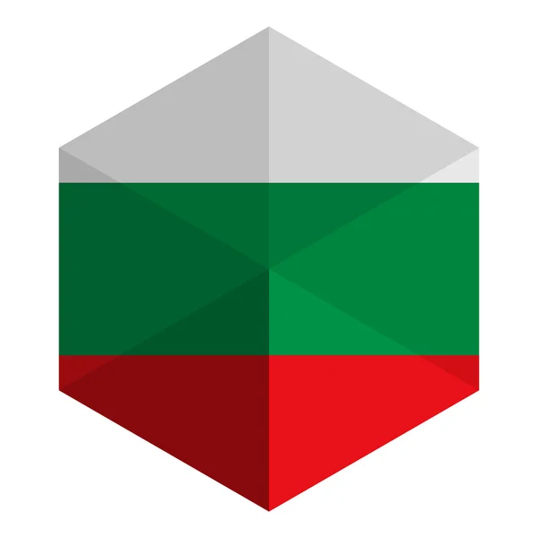 Bulgaria Flag Hexagon Flat Icon Button — Stock Vector