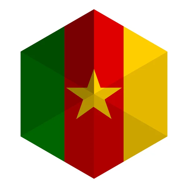 Cameroon Flag Hexagon Flat Icon Button — Stock Vector