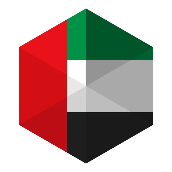Εμιράτα σημαία εξάγωνο επίπεδη εικονίδιο κουμπί — Διανυσματικό Αρχείο