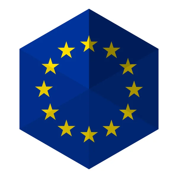 Európai zászló hatszög lapos ikon gomb — Stock Vector