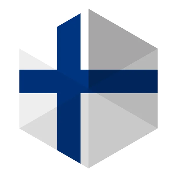 Finland vlag zeshoek platte pictogram knop — Stockvector