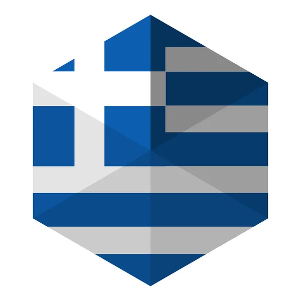 그리스 국기 육각형 평면 아이콘 버튼 — 스톡 벡터