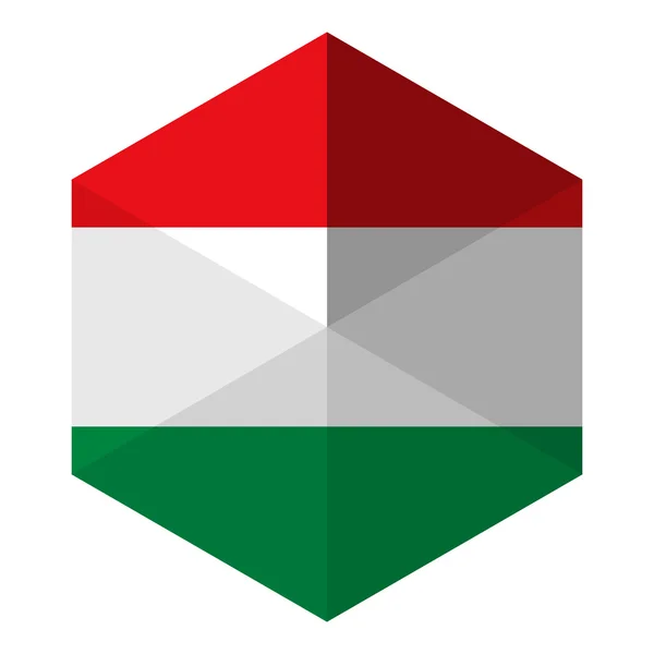 Hongrie Drapeau hexagone Bouton Icône plat — Image vectorielle
