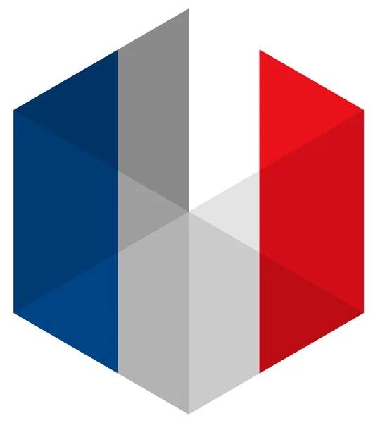 Frankrijk vlag zeshoek platte pictogram knop — Stockvector