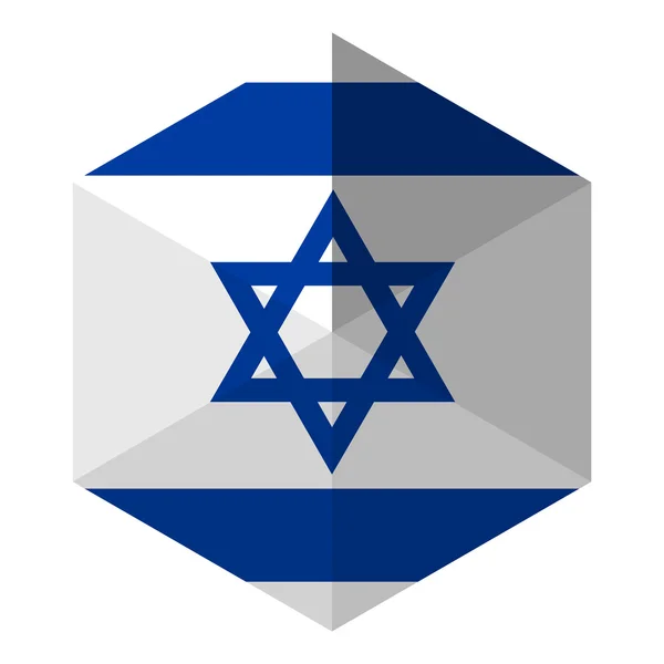 Israël vlag zeshoek platte pictogram knop — Stockvector