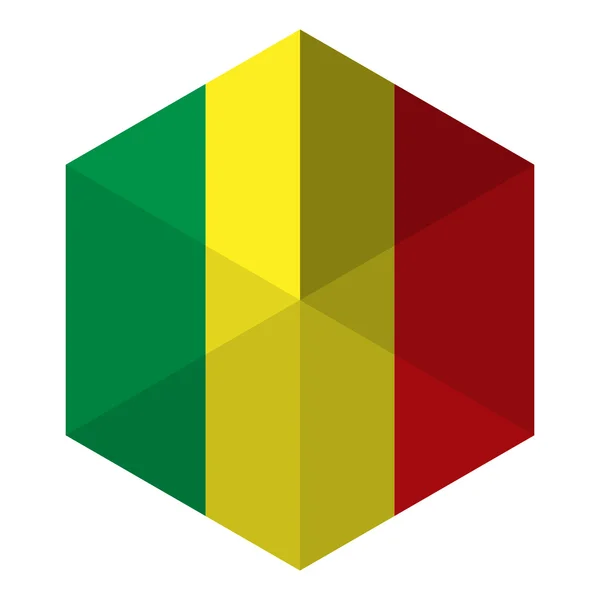 Mali vlag zeshoek platte pictogram knop — Stockvector