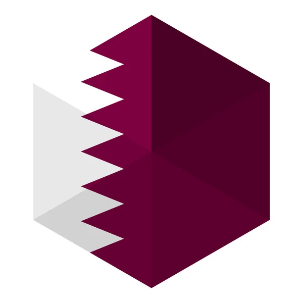 Qatar Flag Hexagon Flat Icon Button — Stock Vector