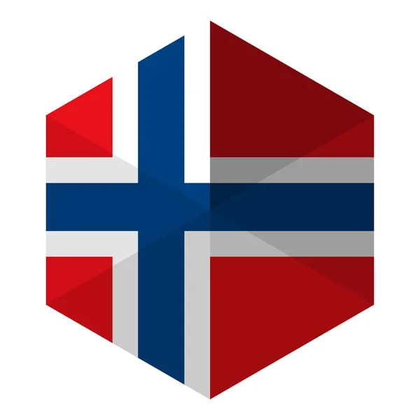 Norge flagga hexagon flat ikonen knapp — Stock vektor