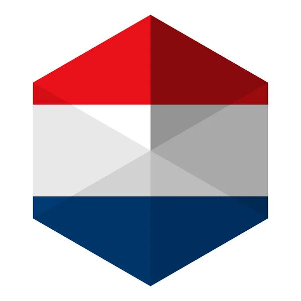 Botão de ícone plano de hexágono de bandeira da Holanda —  Vetores de Stock