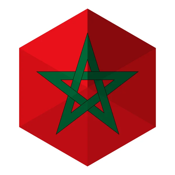 Marokko Flagge Sechseck flache Symbol-Taste — Stockvektor