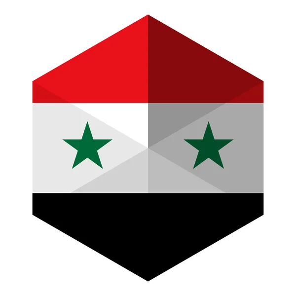 Syrien flag hexagon flat icon button — Stockvektor